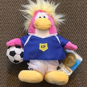 Club Penguin Pink Soccer Player Series 8 with Unused coins and Butt Tag attached